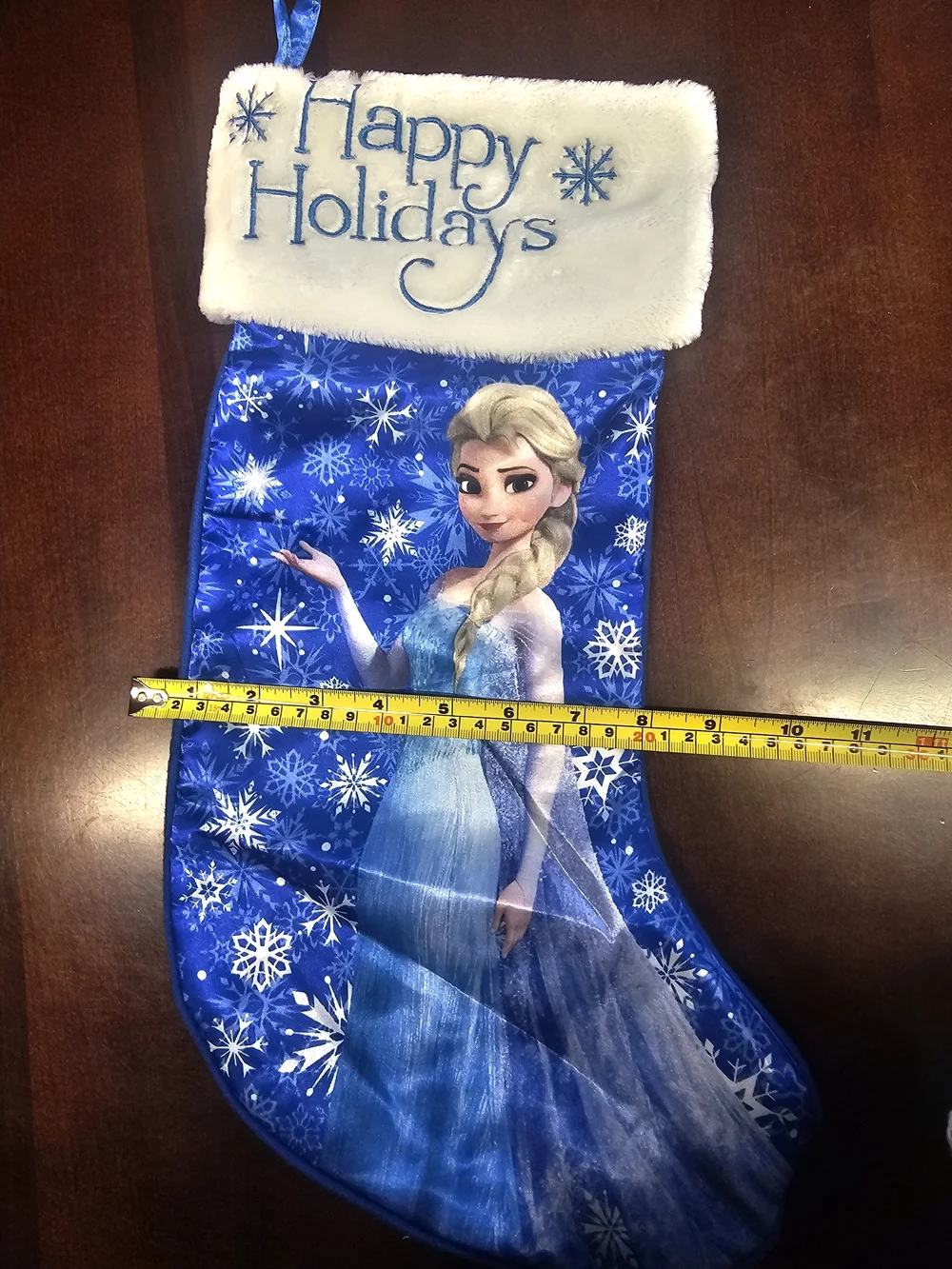 NWOT Disney Elsa Blue 'Happy Holidays' Plush Kids Stocking
